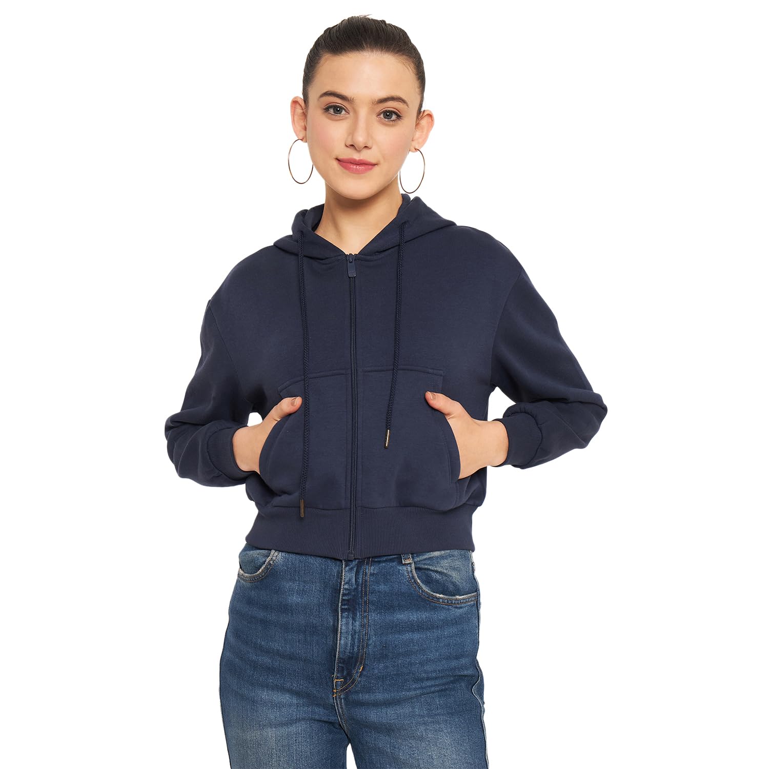 madame Navy Cropped Hooded Sweatshirt-picture-10