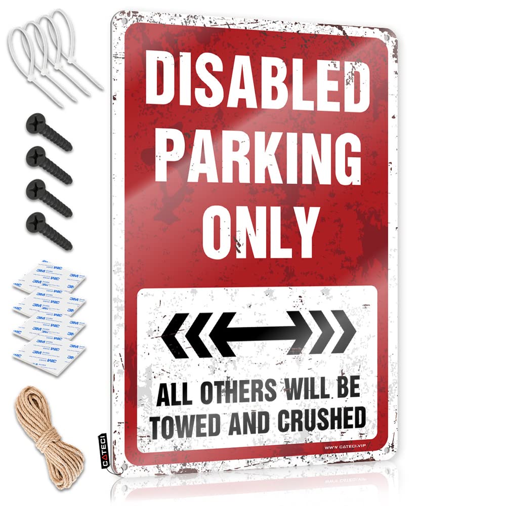Krazmurongd One Color Home Bar Tin Sign Disabled Parking Only Tin Sign Cave Door Sign Funny Home Sign