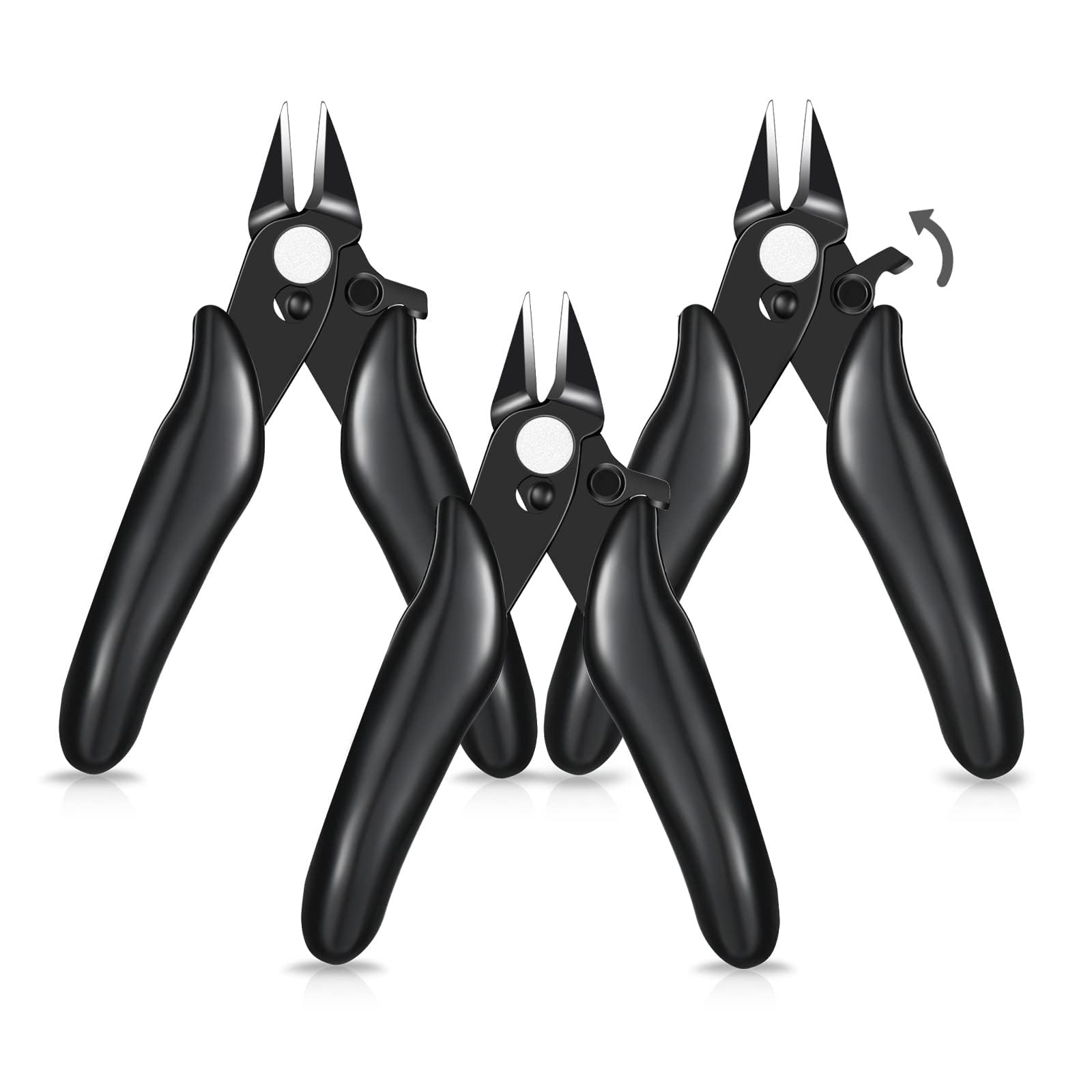 3 Pcs 3.5 Inch Micro Cutter with Lock Flush Cutter Mini Wire Cutters Side Cutters Diagonal Cutting Pliers Small Flush Cut Pliers Jewelers Tools Soft Wire Snips Nippers for Electronic, Model, Black