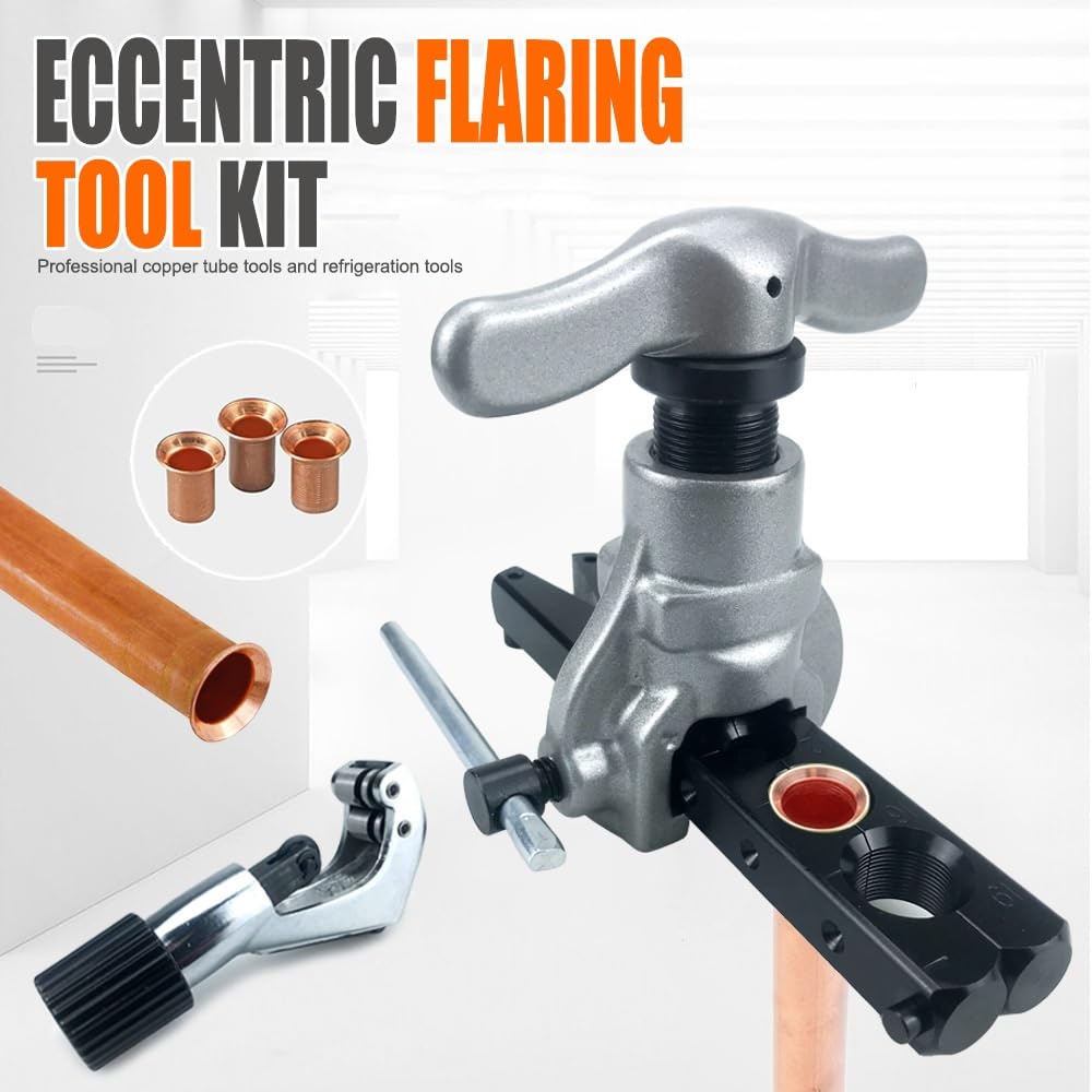 SYH&AQYE Bördelwerkzeug-Set, exzentrisches Einzel-Bördelwerkzeug mit Rohrschneider und Zylinder-Entgratungswerkzeug für Messing-Kupfer-Aluminium-Rohre, Kühlung