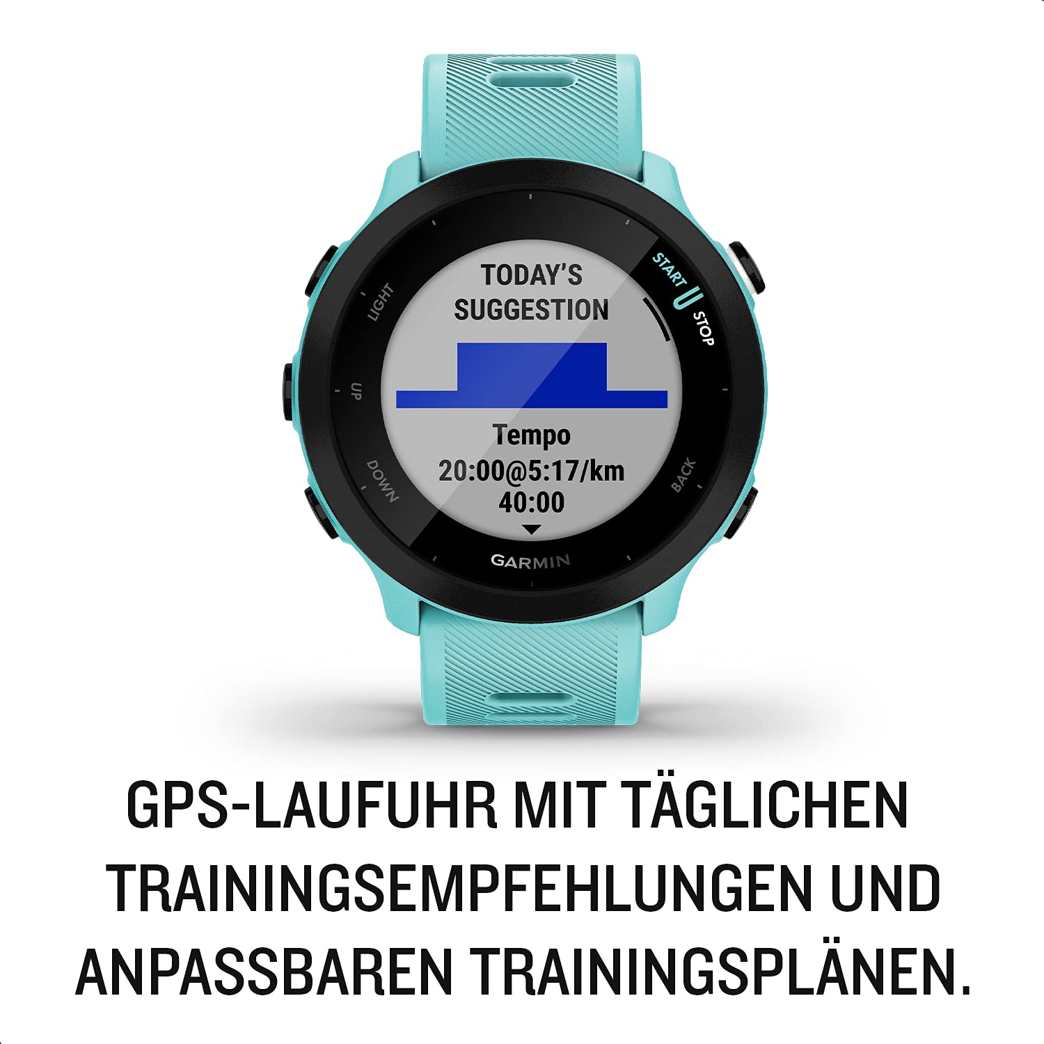 Garmin Forerunner 55 [renewed] – GPS-Laufuhr mit 1,04“ Always-On-Farbdisplay, täglichen Trainingsempfehlungen, Laufzeitprognose, über 15 Sport-Apps und bis zu 14 Tagen Akkulaufzeit [Generalüberholt]