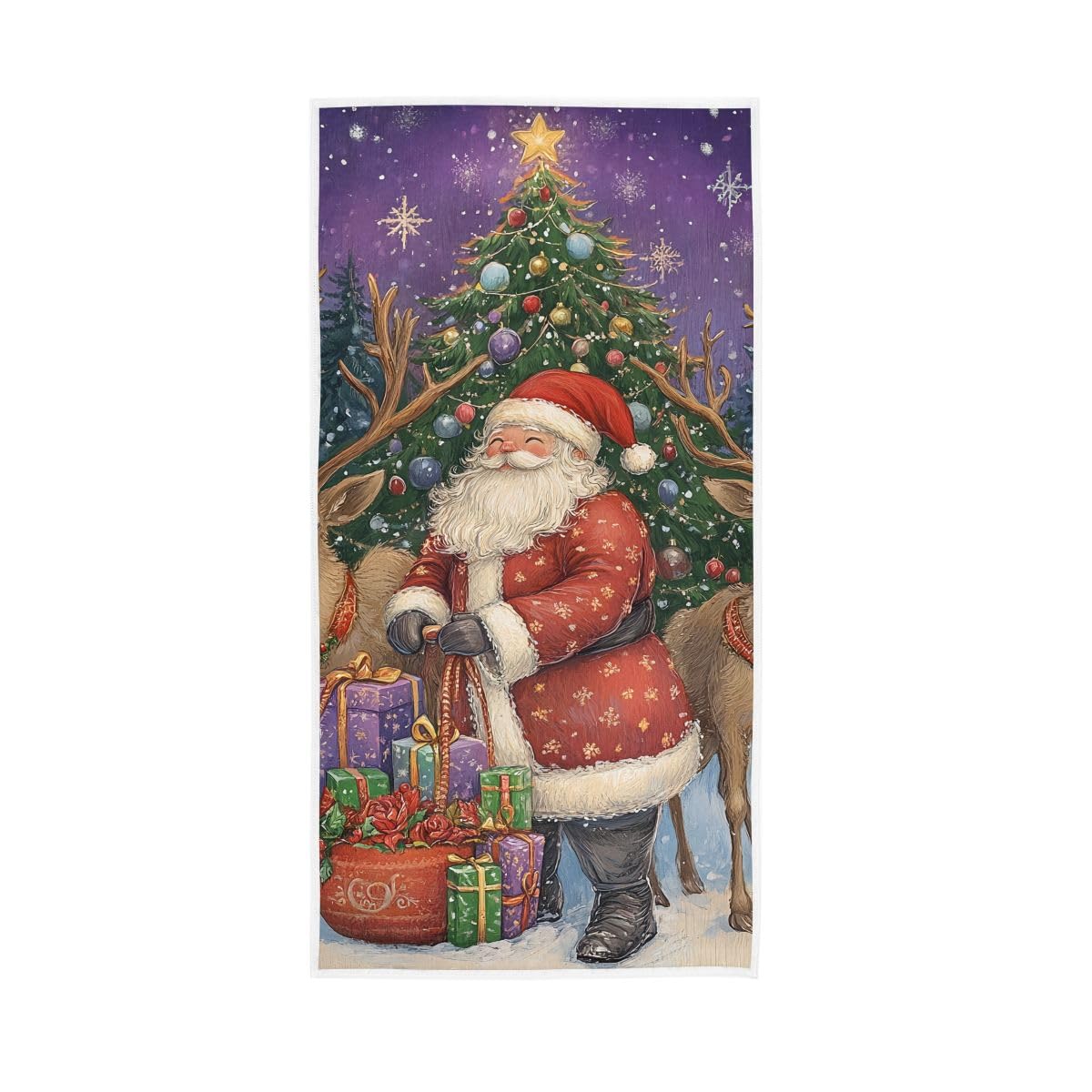 LSRCPD Santa Claus Reindeer Christmas Hand Towels for Bathroom, Hand Towels for Bathroom, Shower, Hotel, Spa 15 x 30 Inches
