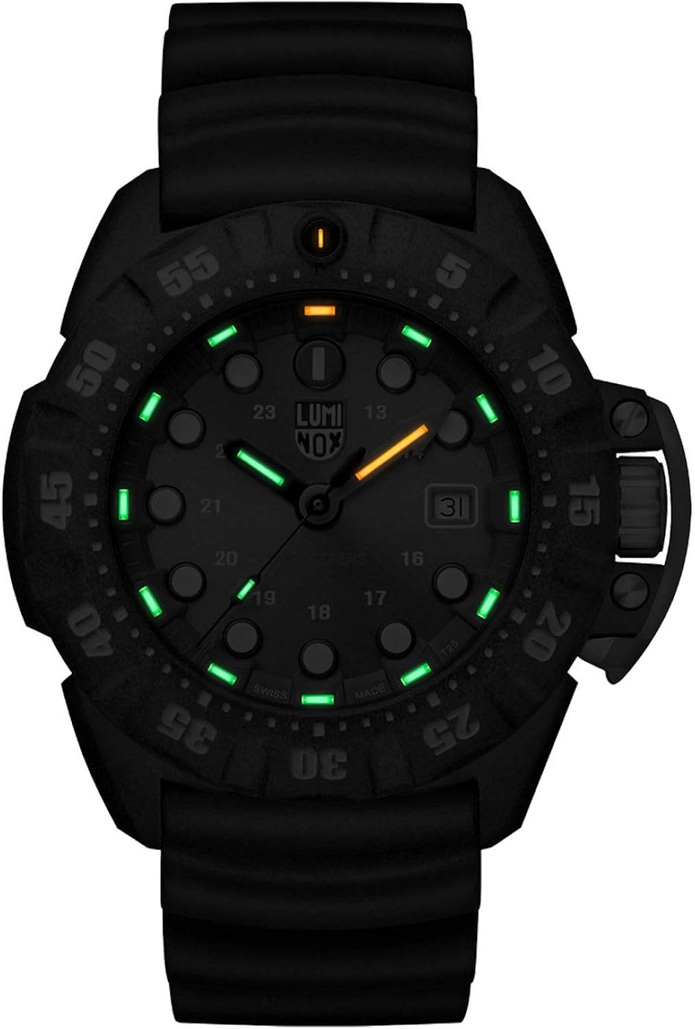 Vista 6 de Luminox Scott Cassell Deep Dive 1550 reloj de pulsera para hombre con pantalla verde Carbonox 300 M resistente al agua Negro