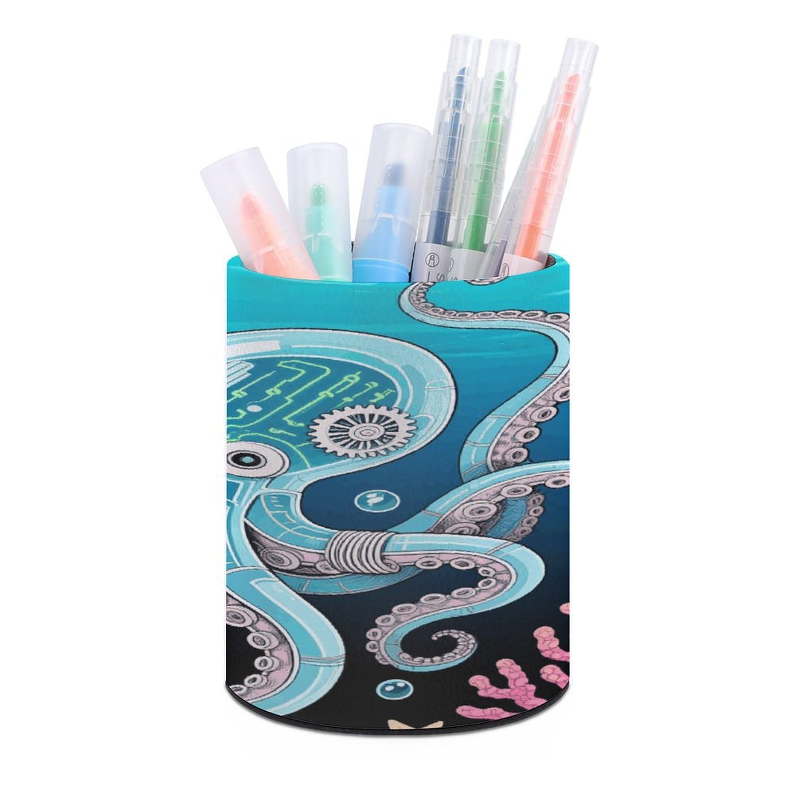 VstaDank Mechanical Octopus Pen Holder for Desk Makeup Brush Holders Stylish Pen Cup Cute Pencil Cup Round Pencil Holder Decor Brush Scissor Holders for Multifunctional Office Supplies