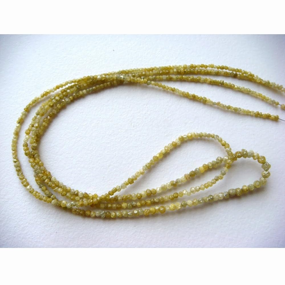1,5 mm do 2,5 mm Żółte koraliki Rondelle, żółte surowe diamenty, diament bezkonfliktowy, surowe diamenty, naturalne rondelle diamentowe (4 cale do 8 cali), 1,5-2,5 MM, 4 cale