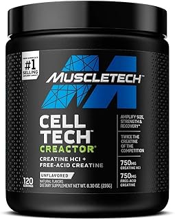 Creatine Powder | Cell-Tech Creactor | Creatine HCl Formula | Muscle Builder for Men & Women | Creatine HCl + Free-Acid Creatine, Creatine Supplements, 120 Servings (Unflavored)