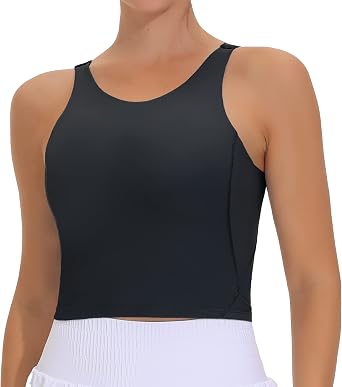 THE GYM PEOPLE Women Sports Bra Sleeveless Padded Running Workout Tank Tops | U-Shaped Beauty Back, High-stretch fabric, Crop design, Sleeveless, Removable pads, Ideal for workout and daily wear