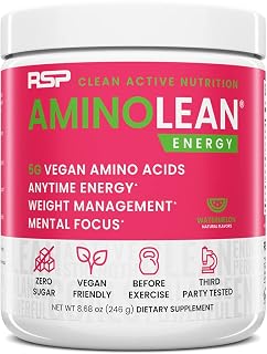 RSP AminoLean - All-in-One Pre Workout, Amino Energy, Weight Management Supplement with Amino Acids, Complete Preworkout Energy for Men & Women, Watermelon, 30 Servings
