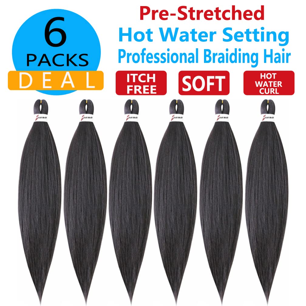 Xiaofeng Braiding Hair Extensions for Women 6 Packs 100g/Pack 24Inch High Temperature Ombre Jumbo Synthetic Braiding Hair for Twist Crochet Braids (26 Inch, Black brown)