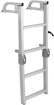 RecPro Marine Pontoon Boat 4 Step Folding Boarding Aluminum Ladder AL-C4