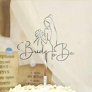 Acrylic Silver Bride To Be Bride Lady Cake Topper, Creative Wedding Engagement Bridal Shower Cake Decoration, Proposal Couple Cake Decoration Party Supplies