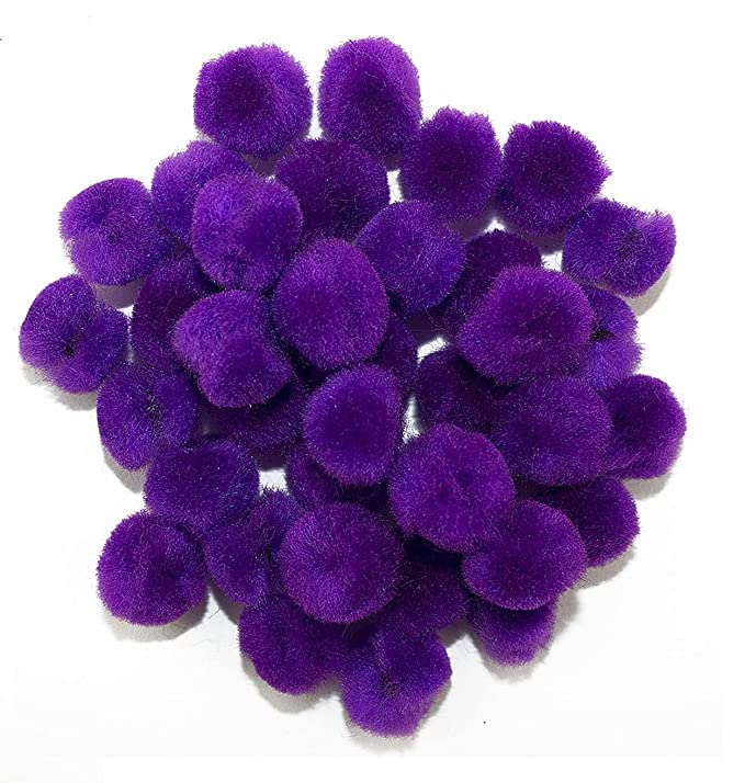 MOREL Dark Purple POM POM Balls, 20 MM, Used in Jewellery & TORAN Making, Macrame Art & Craft, Decorations, Bag, Dresses, School Projects, Christmas, DIY, ETC (Pack of 50)