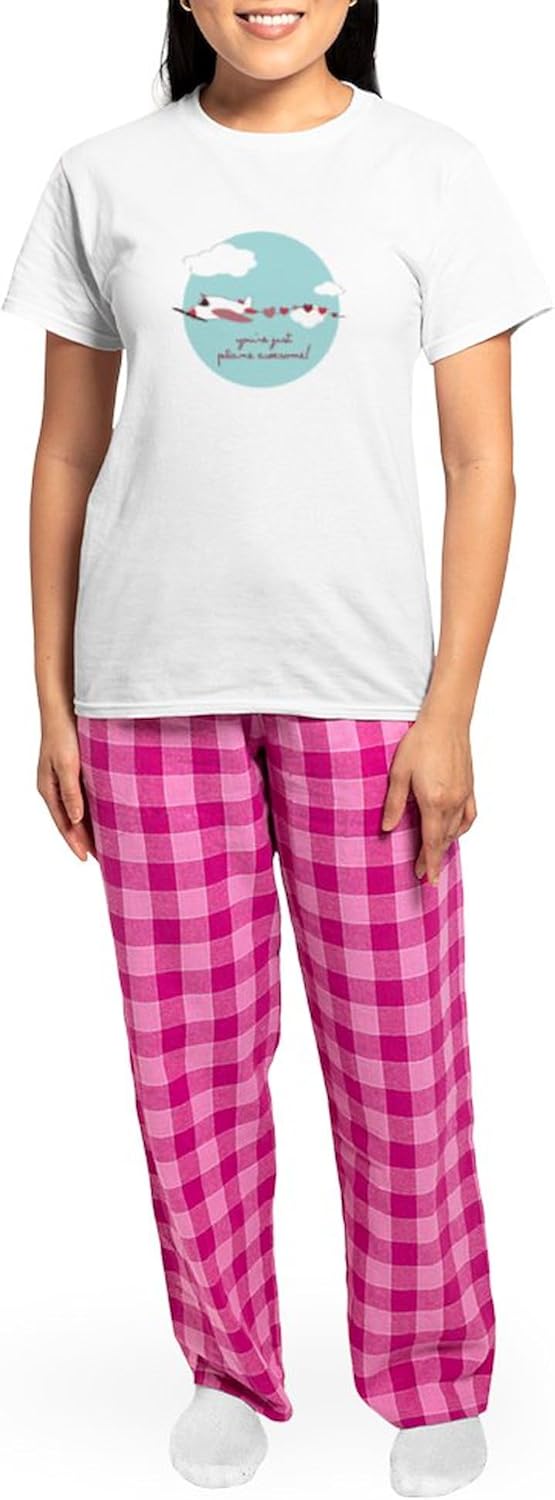 CafePress Plane Awesome Pajamas Women's Novelty Cotton Pajama Set, Comfortable PJ Sleepwear