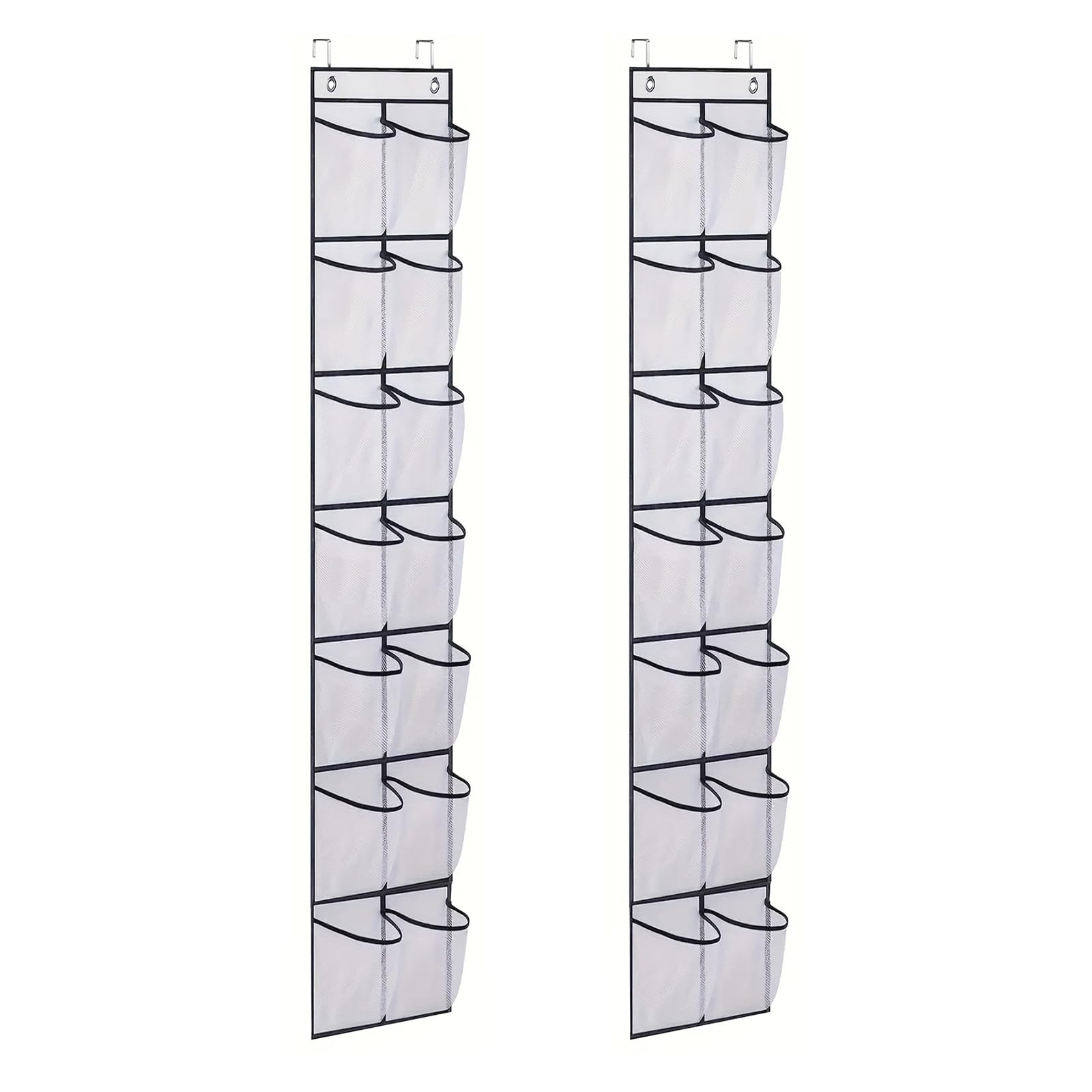 Noaxylic 2 stuks schoenenorganizer voor deur, schoenenrek, hangende deur, 28 vakken met 4 haken, ruimtebesparende organizer voor slaapkamer, woonkamer badkamer