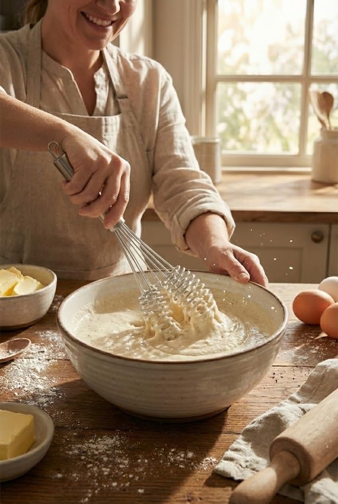 Orret Home Helezon Yaylı Çırpıcı – 304 Paslanmaz Çelik Makarna Çırpıcı & Çırpma Teli, Yaylı Spiral Tasarım, Kıvamlı Yumurta, Krema, Pasta ve Hamur Çırpma, Dayanıklı Profesyonel Mutfak Gereci