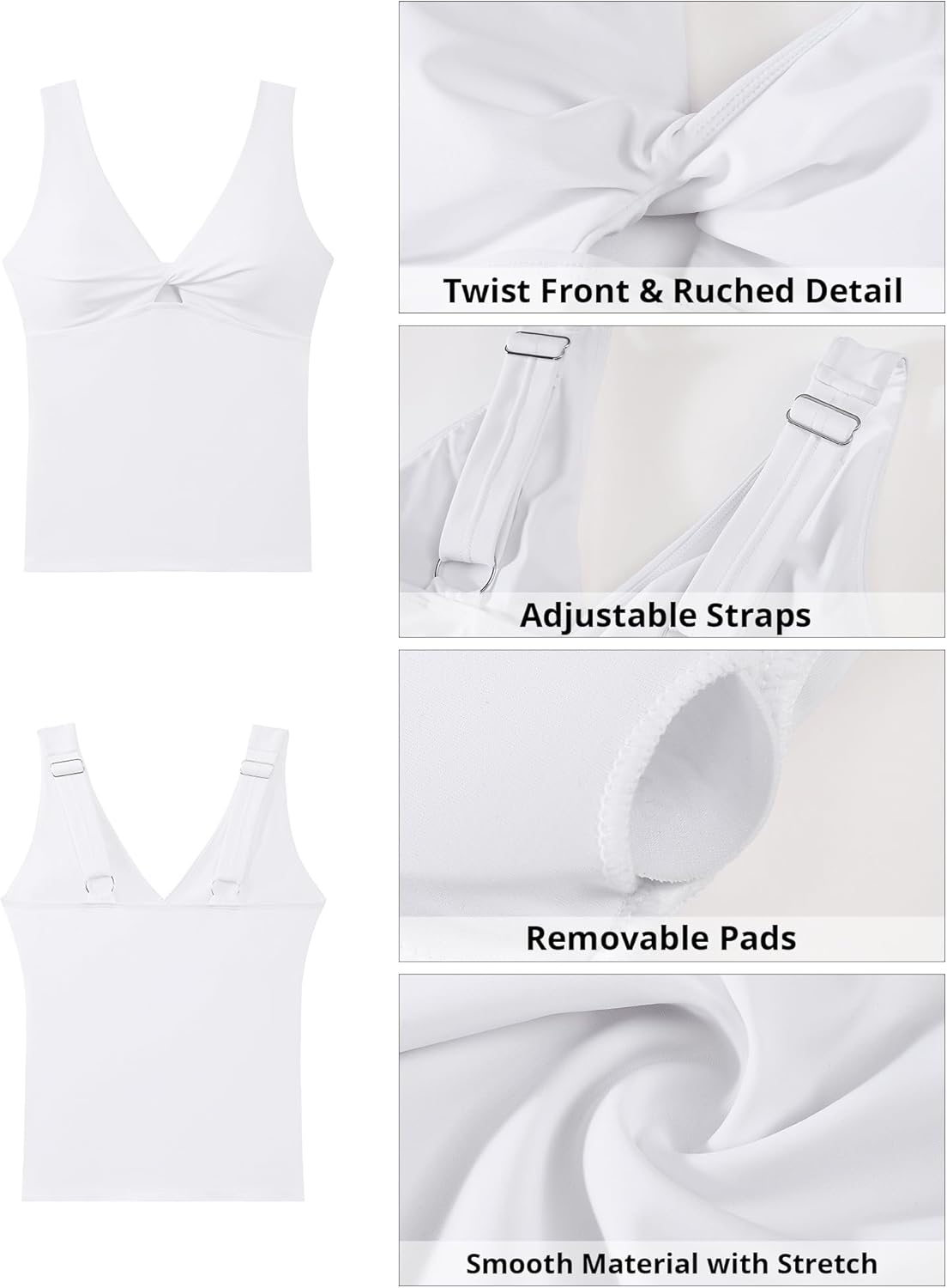 GRAPENT Tankini Tops for Women Swimwear Twisted Keyhole Padded Bathing Suit Beach Vacation Modest Swimsuit Swim Top Only - Image 6