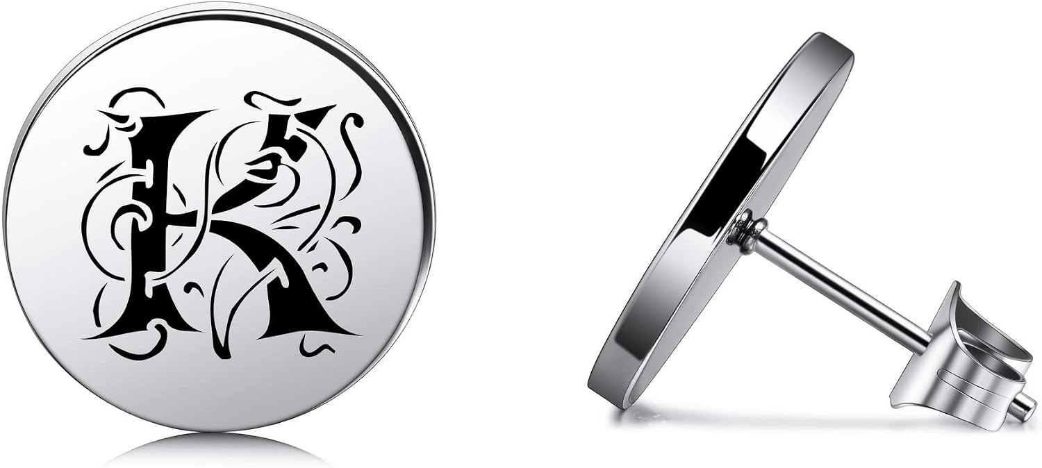 MeMeDIY Personalized Round Earrings Engraving Color & Black Picture/Name/Initial Monogram/Text/Blank Custom Photo for Men Women Stainless Steel Love Memorial Couples Gift Jewelry