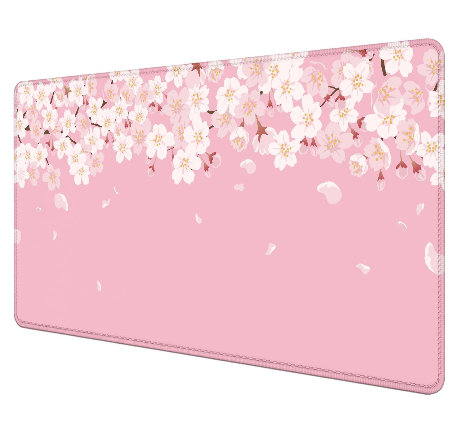 Sxckang Cherry Blossom Desk Mat Cute, Pink Sakura Large Gaming Mouse Pad, Japanese Floral Flowers Wide Desk Pad Desk Decor, 31.5 x 15.7 Inch, Anime Aesthetic