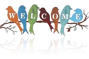 Rustic Patio Art: Welcome Birds on Branch Metal Wall Decor