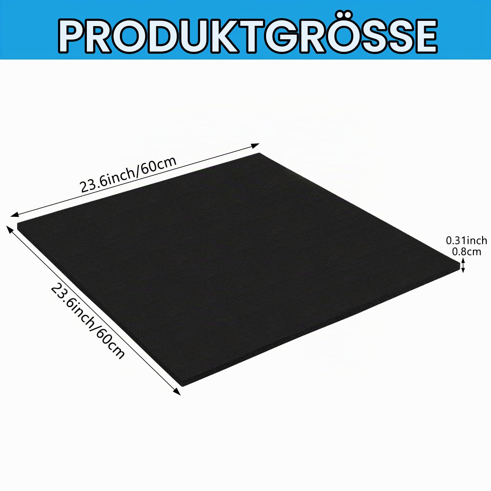 Premium Antivibrationsmatte 60 x 60 cm, 8 mm dick Robuste Antirutsch-Matte aus Gummigranulat zuschneidbare Antivibrationsunterlage für Waschmaschine Trockner Schallschutzmatte