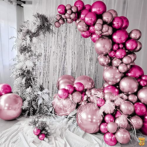 Image of Just Party 25Pcs Pink & 25Pcs Lavender Metallic Chrome Balloons with Shiny Surface For Birthdays /Anniversary /Engagement /Baby Shower /bachelorette Party Decorations (Pack of 50)