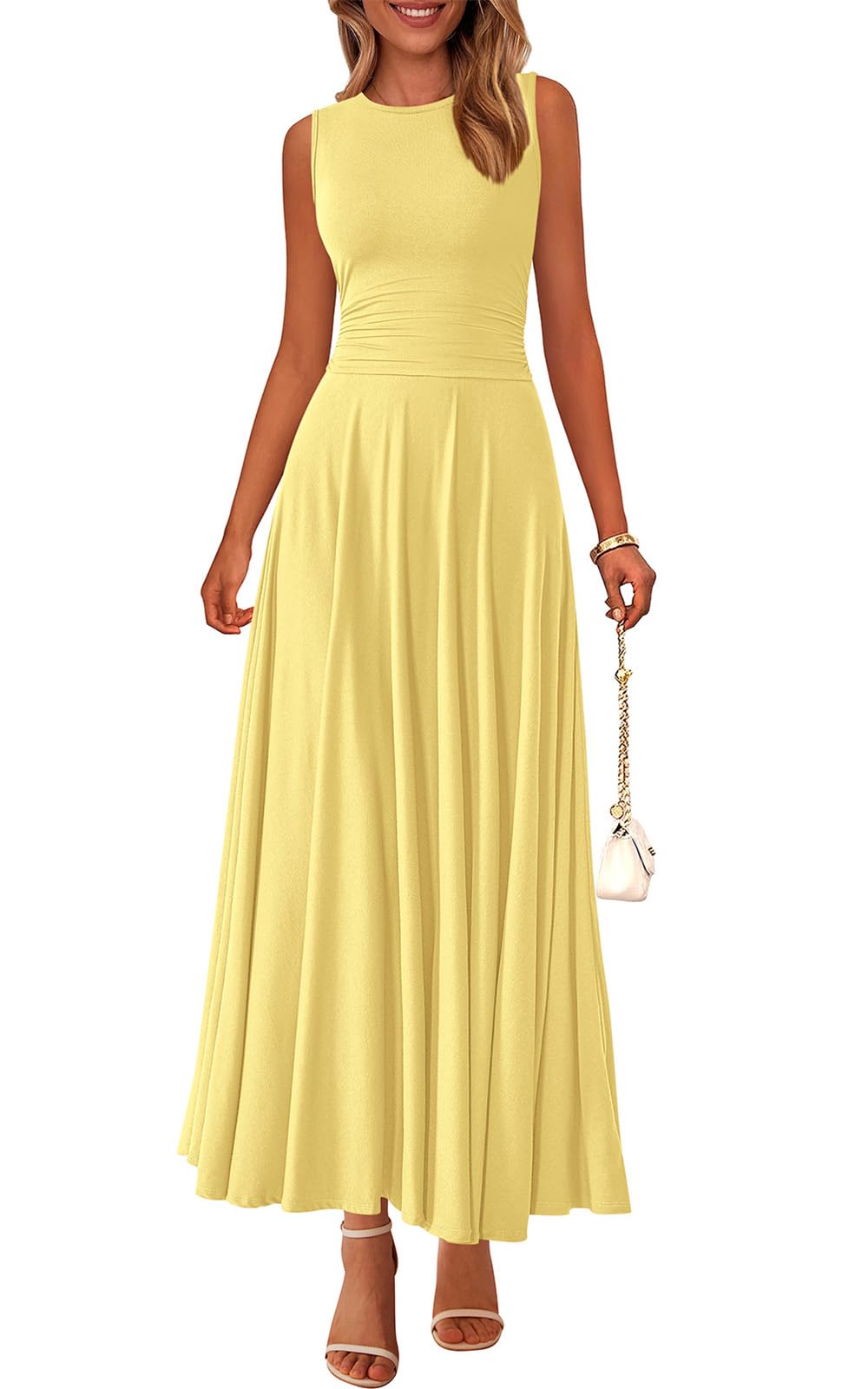 PRETTYGARDEN Womens Sleeveless Summer Dresses 2026 Flowy Aline Maxi Dress