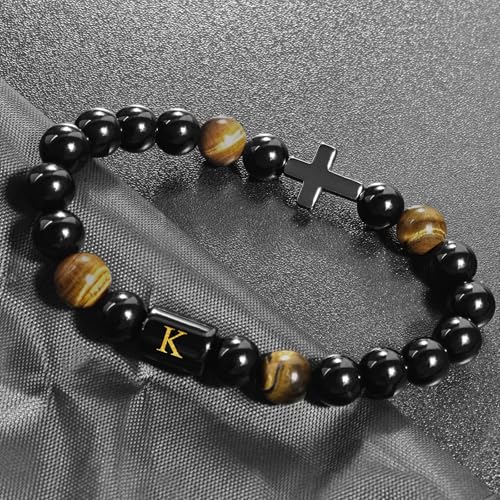 Pulsera para hombre con letras y piedras naturales miniatura 2