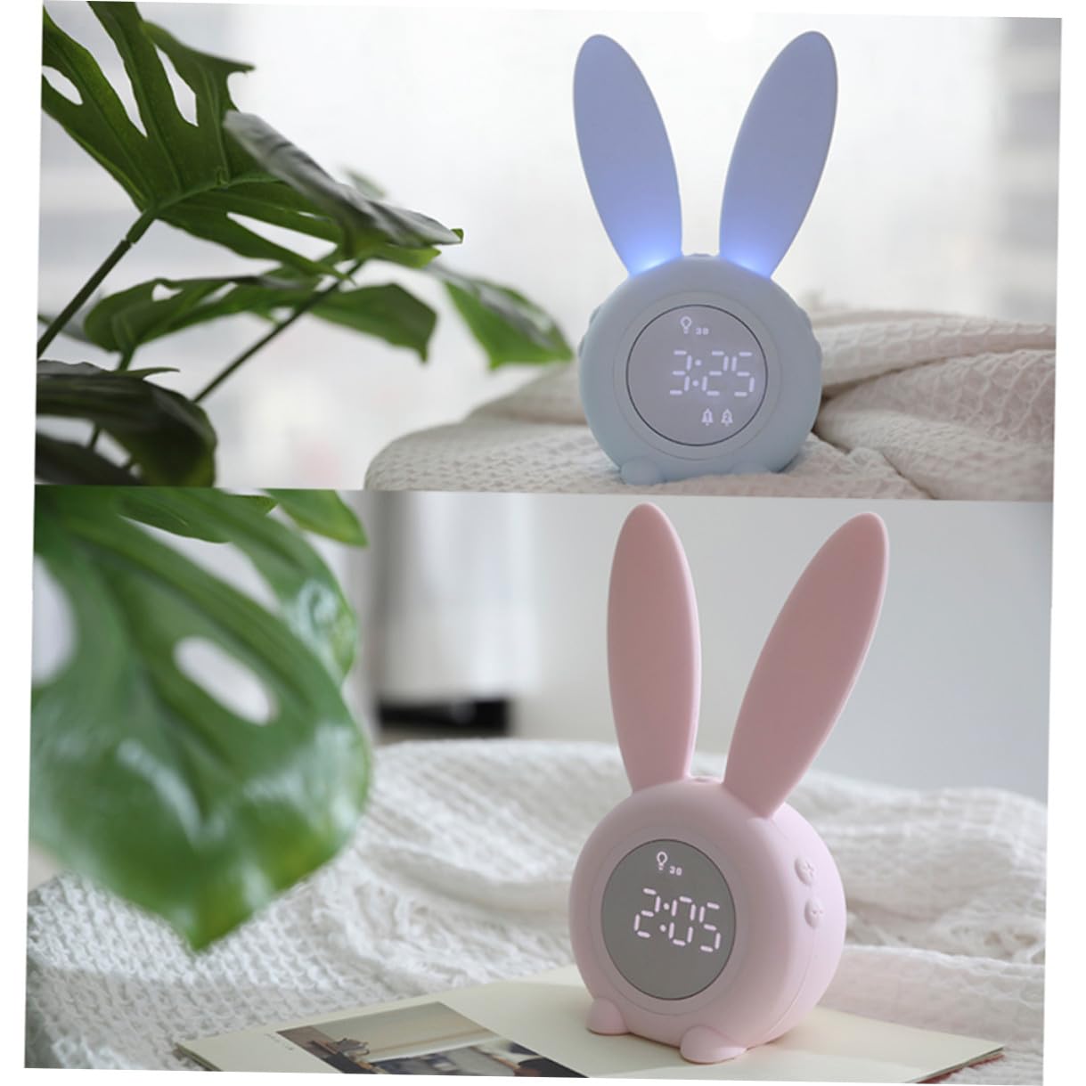 Housoutil Despertador Infantil Pequeño con Luz Nocturna LED Rosa Reloj de Escritorio USB Recargable con Función de Repetición y Activación por Voz Adecuado para Dormitorio y Obsequio