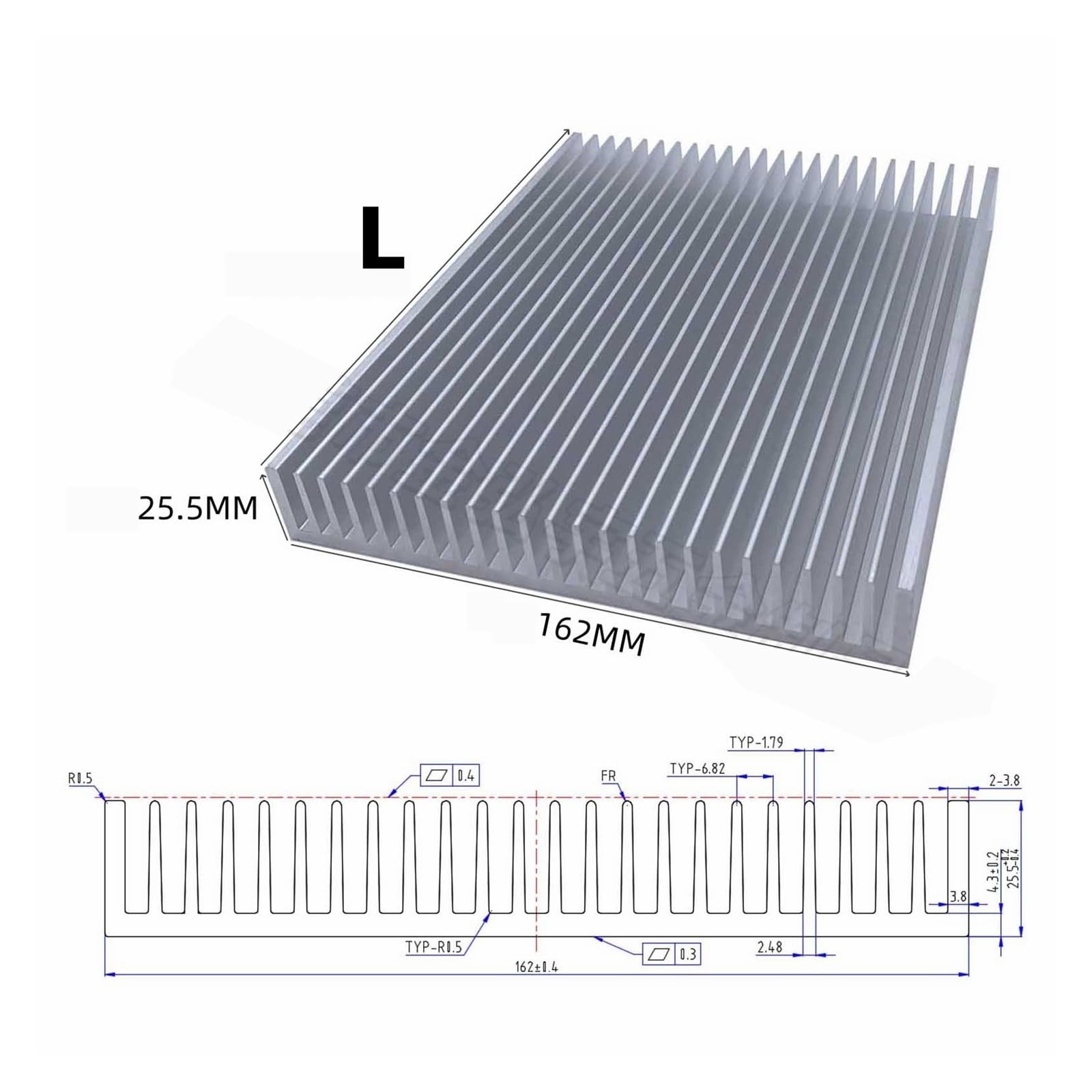 Dissipatore di calore in alluminio estruso per dissipatore di calore con chip elettronico a LED, 115 x 50, 125 x 20,5, 140 x 20 mm, per chip elettronico a LED, raffreddamento e dissipazione del calore