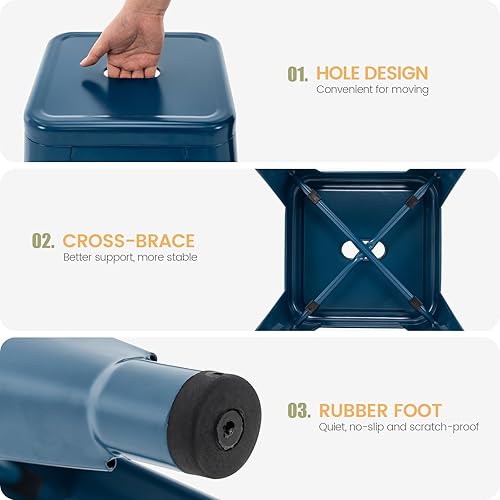 Miniatura 5 de Brage Living Juego de 4 taburetes industriales de metal de 18 pulgadas, taburetes apilables para aula, sillas de comedor de metal sin espalda para