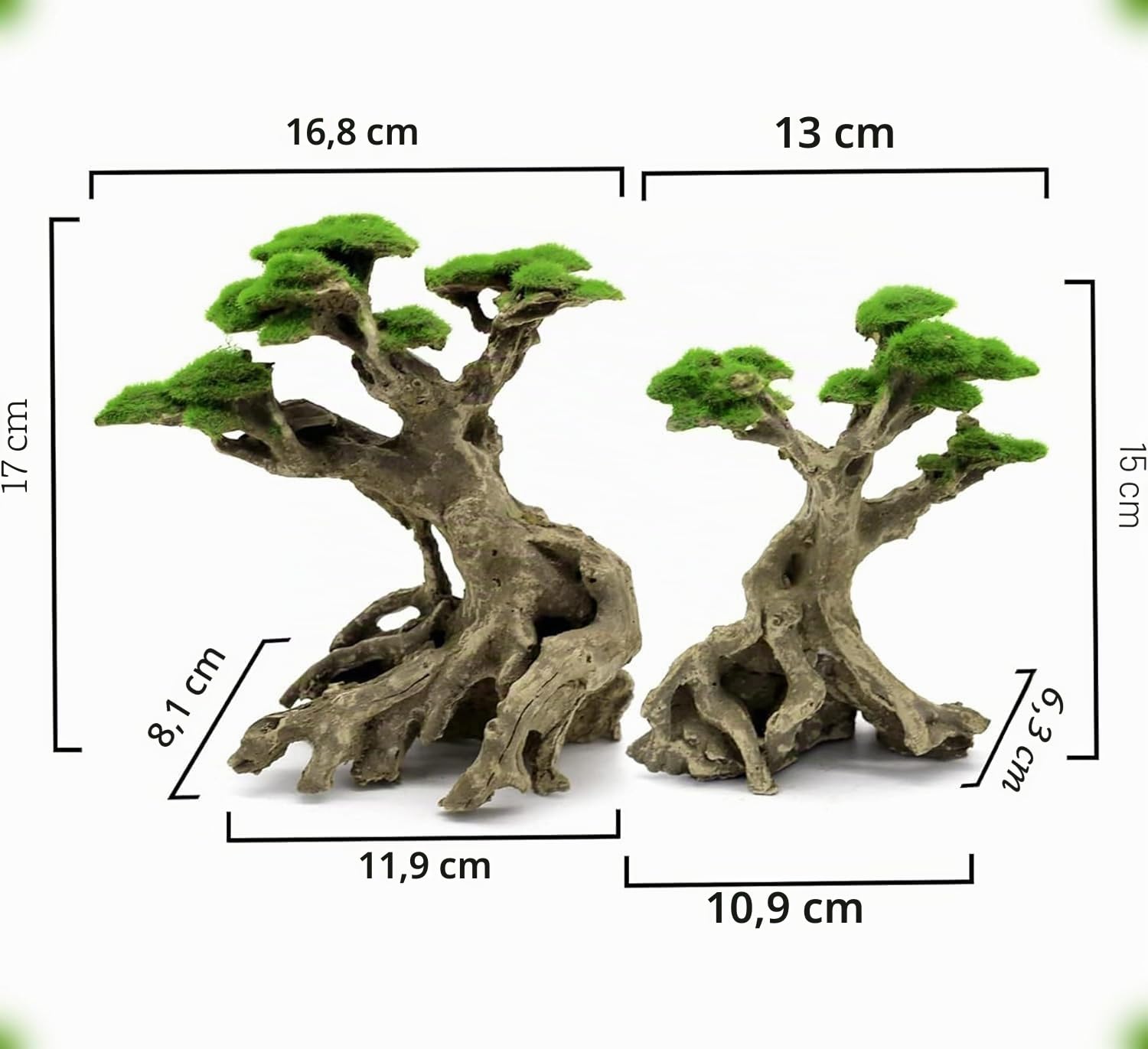 Novelsite Aquarium-Dekoration, Bonsai-Bäume mit künstlichem Moos, Aquariumsteine, aus Sandstein, 17,8 x 27,9 cm