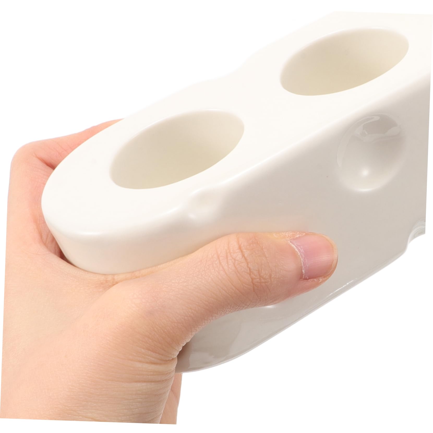 Porta Spazzolini in Ceramica Bianca Base da Appoggio | 4 Scomparti, Adatto a Bagno e Cucina, Supporto per Dentifricio e Pennelli, Stile Semplice ed Elegante