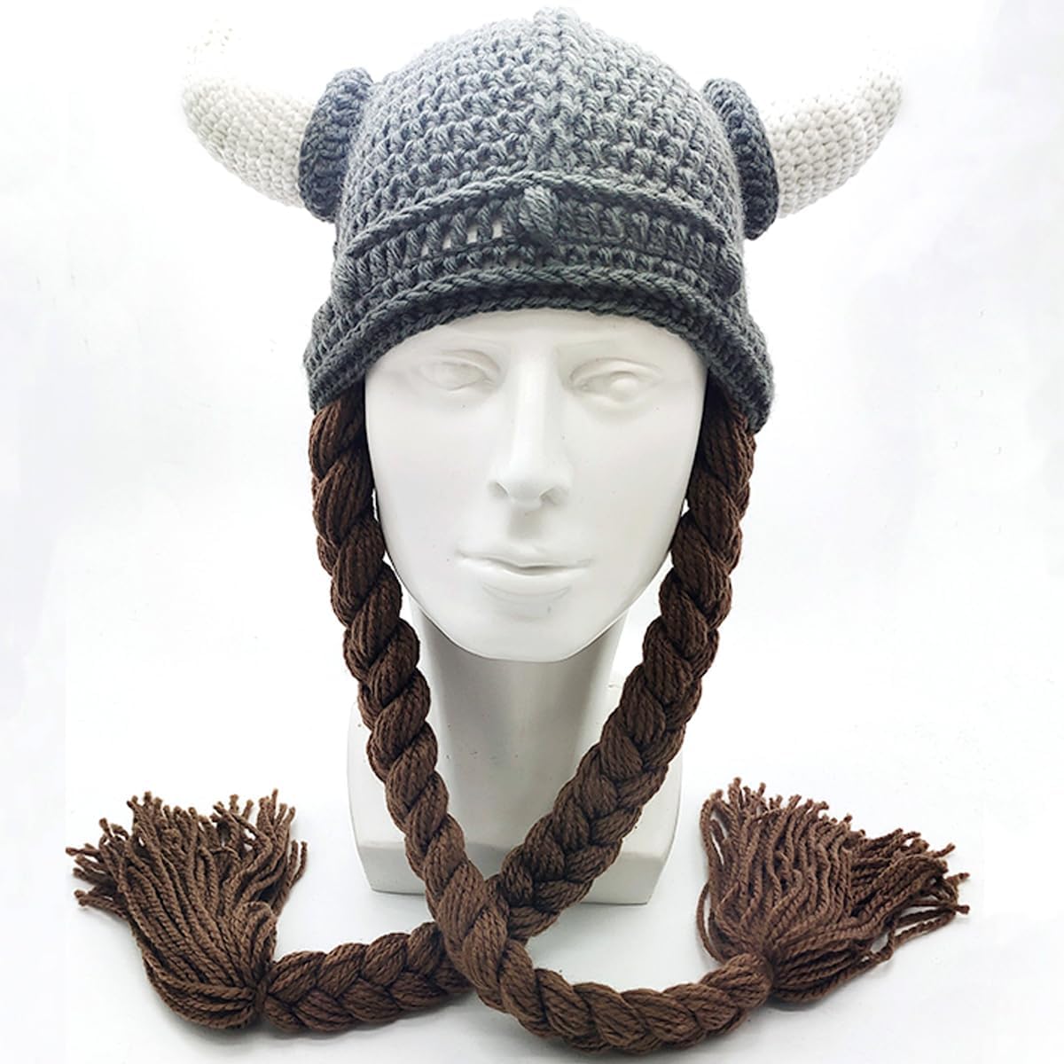 YEKEYI Unisex Head Barbarian Vagabond Beanie Original Hats Viking Horns Bearded Funny Ski Cap