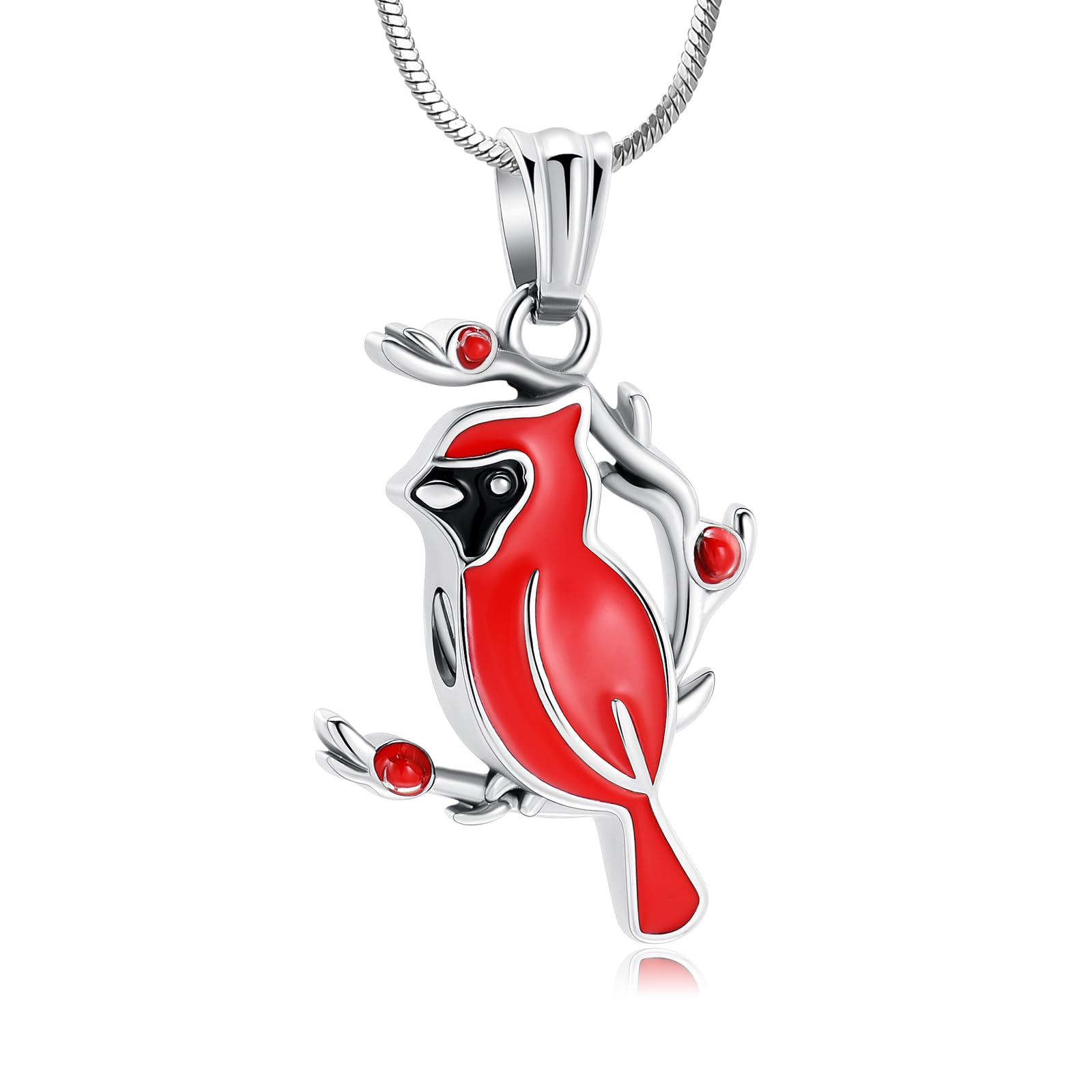 Minicremation Red Cardinal Urn Necklace for Ashes Cremation Jewelry for Ash for Women Men Keepsake Memorial Pendant Jewelry Ashes for Human/Pet
