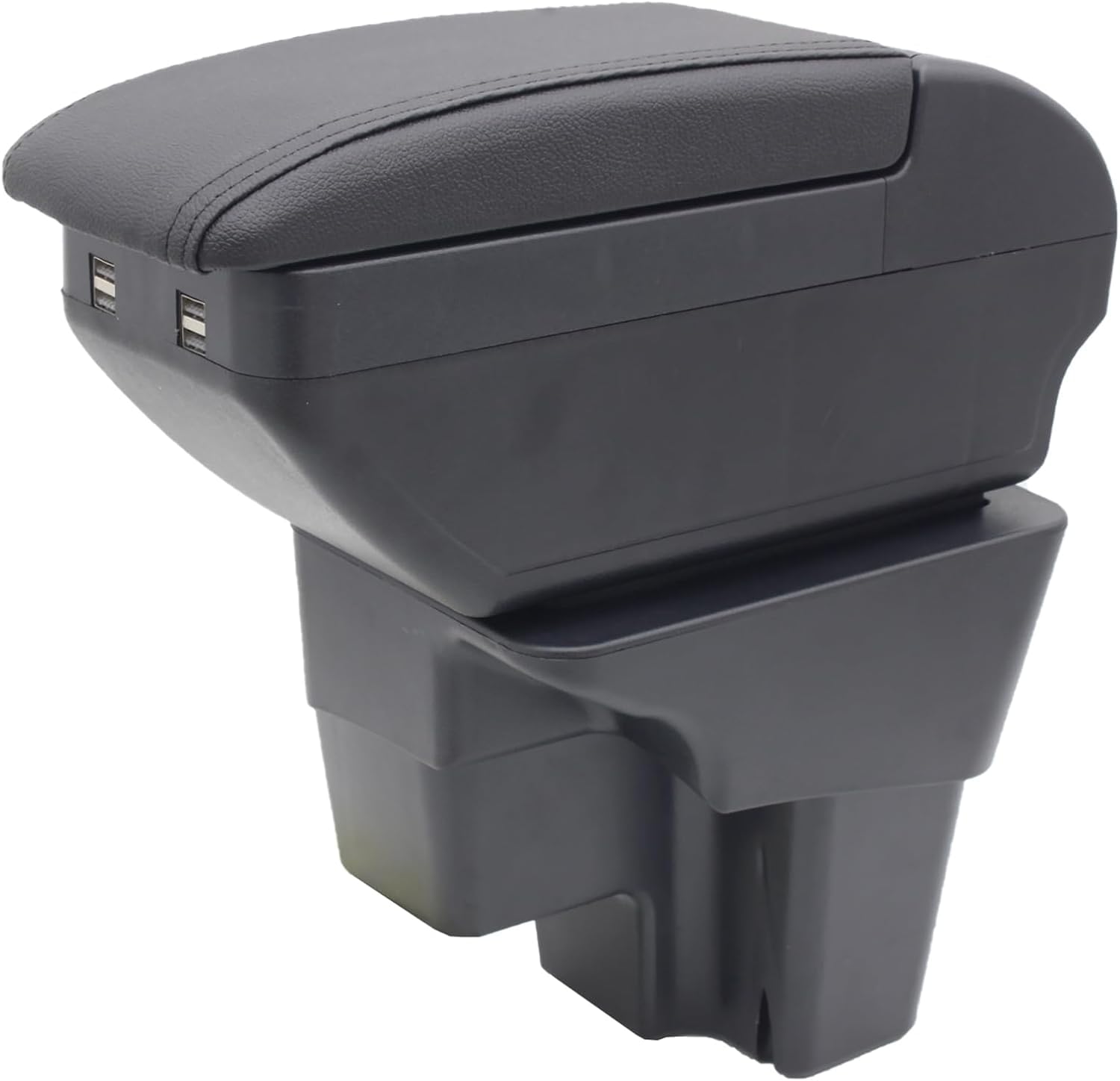 Scatola portaoggetti per bracciolo per Kia Rio 2018 2019 2020 2021 2022 con portabicchieri, scatola portaoggetti per console centrale a doppio strato, accessori per bracciolo neri (4 USB neri con cavo