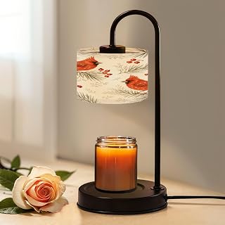 Christmas Candle Warmer Lamp with Timer and Dimmer, Christmas Seamless Cardinal Birds Wax Melt Warmer with 4 Bulbs, House Warming Birthday Gifts for Women Mom New Home Decor