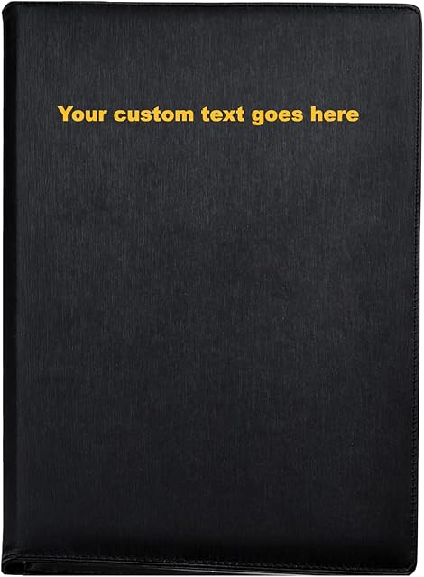 Arpan Personalised Text 48 Pockets 96 Sides A4 Presentation Folder Document File Folder Display Book Portfolio Professional Conference Folder Faux Leather (Black)