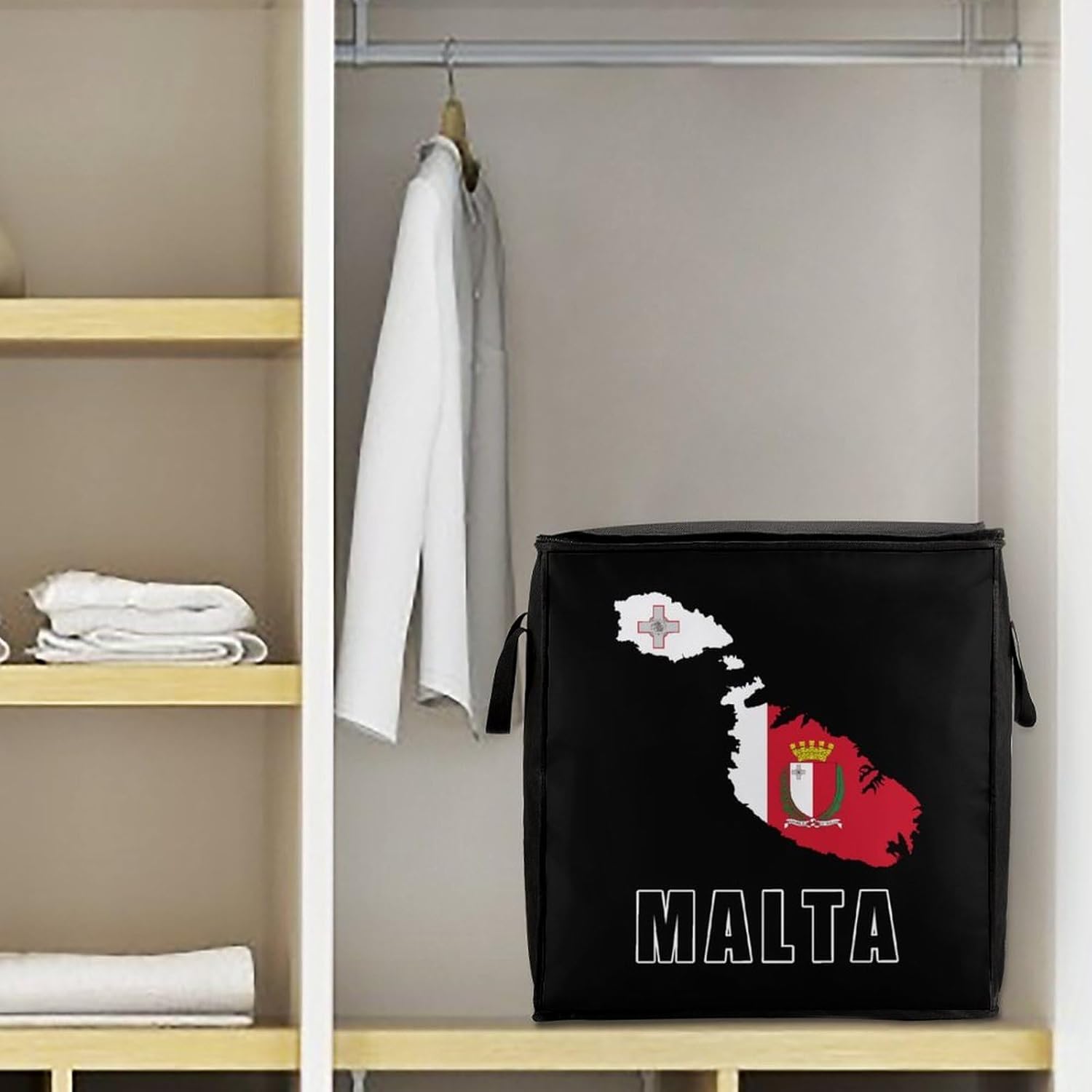 Malta Flag Map National Emblem Large Comforter Blanket Storage Bags Bins 70L Closet Organizer with Handles