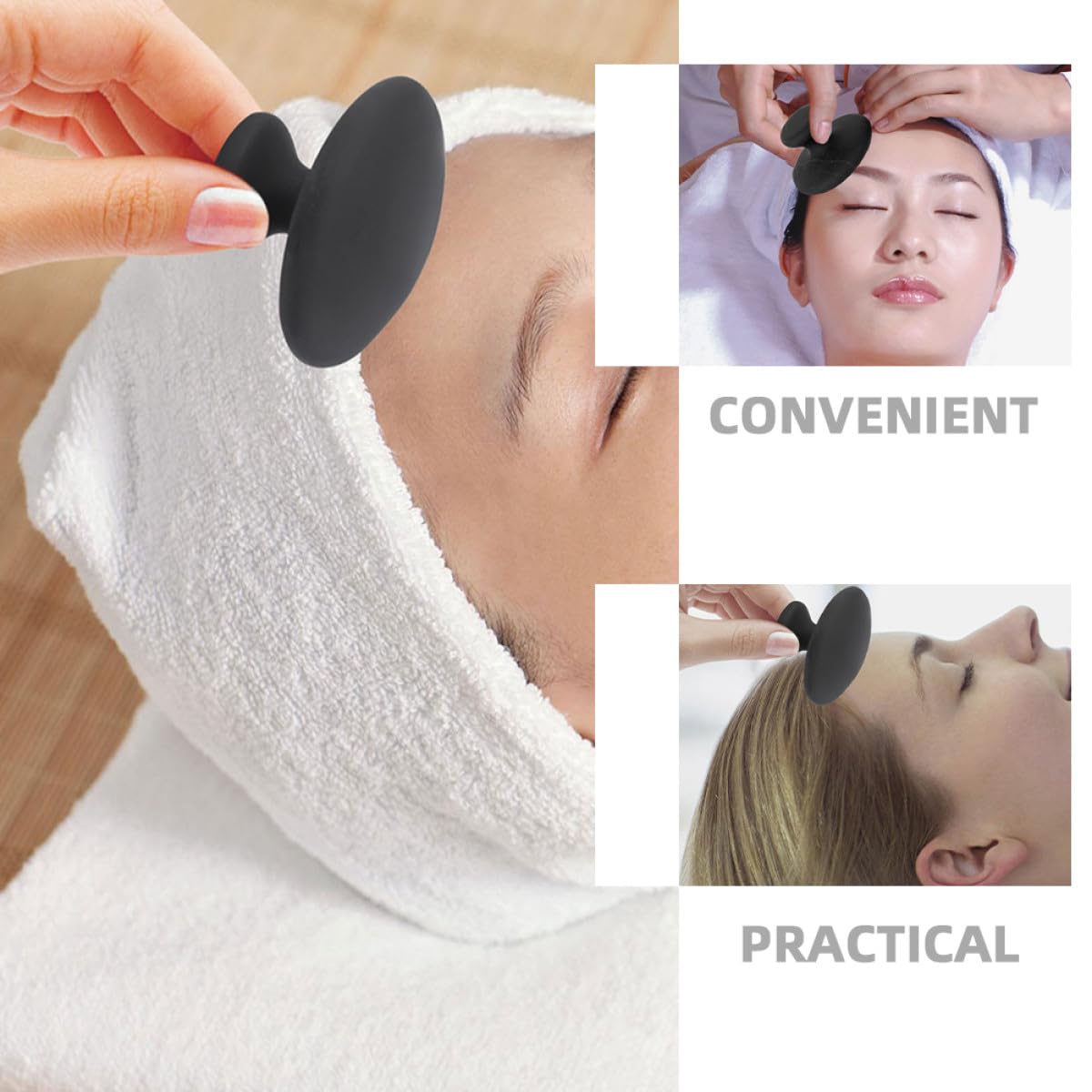 HANABASS Massaggiatore Compatto e Rilassante in Pietra Nera 4 Pezzi Gua Sha per Massaggio Schiena e Viso per Uso Domestico e Relax in Movimento