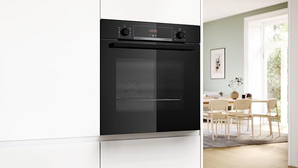 Bosch, Series 4, HQA534BB3B, 60cm Built-in Single Oven with Added Steam function and Hotair Steam, Red LED display, 3D Hotair and Eco Clean Direct in Black - 5