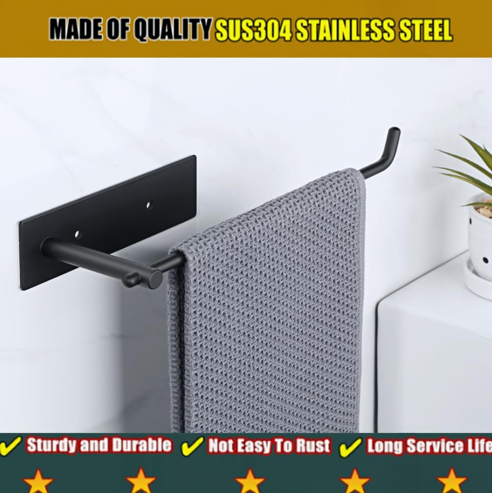 Alise Hand Towel Holder Towel Ring for Bathroom Lavatory,Black Towel Bar Towel Hanger Wall Mount SUS304 Stainless Steel Towel Rack Storage Accessories,Matte Black GWLD5280-B