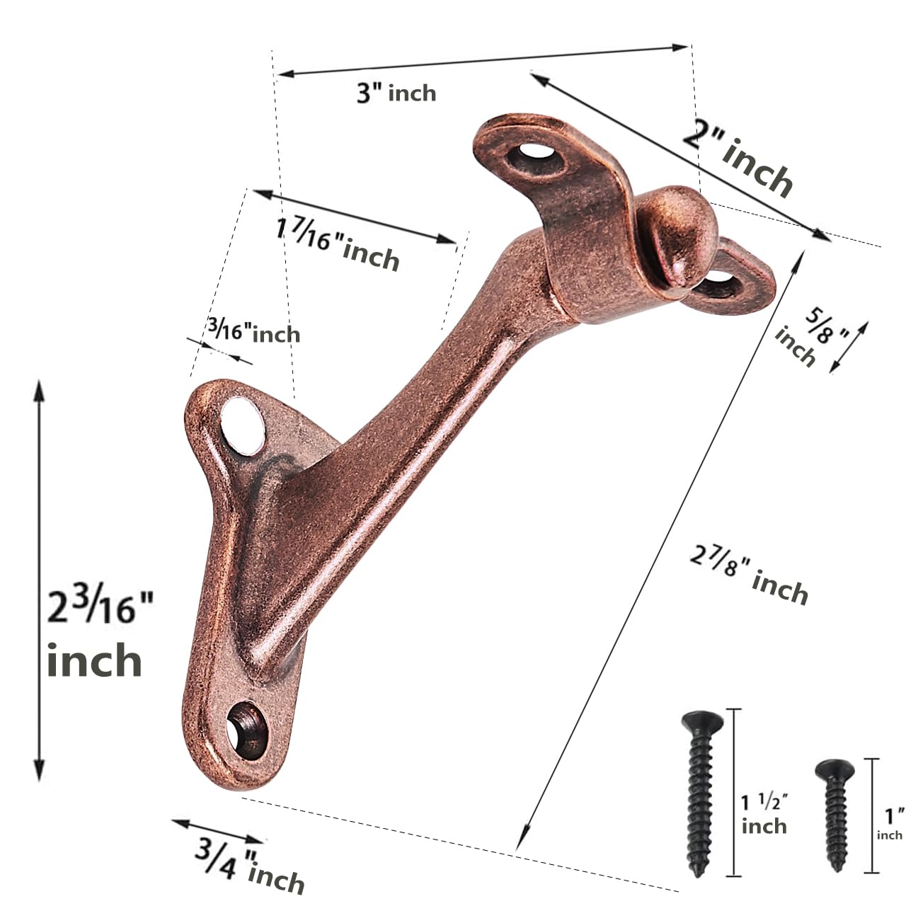 KHTUMEWARE-FS Antique Copper Handrail Brackets in Antique Copper — KHTUMEWARE