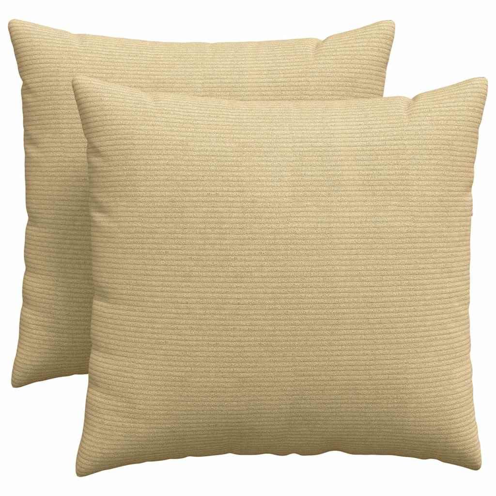 2er Set Sofakissen 50x50 cm, Dekokissen aus weichem Cordstoff, Zierkissen für Couch und Wohnzimmer, Kissen mit abnehmbarem Bezug, Grau-Grün, gemütliche Wohndeko