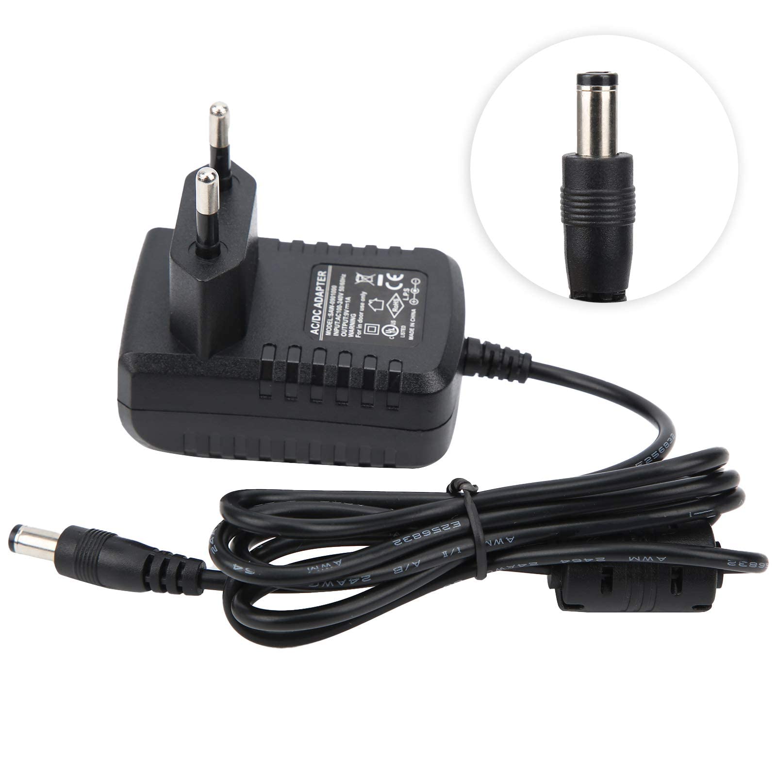 Zasilacz, pedał efektów Adapter zasilający 9 V 1 A do wzmacniacza klawiaturowego organów gitary elektrycznej 100-240 V z zabezpieczeniem przeciwzwarciowym(EU Plug 110-240V)
