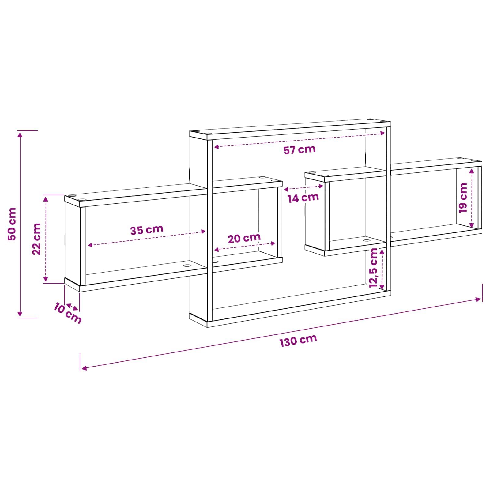 vidaXL Estante de Pared Roble Sonoma 130 x 10 x 50 cm