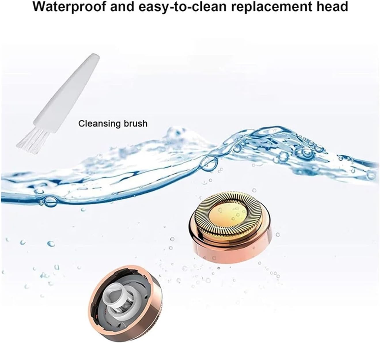 Women's Facial Hair Removal Device Replacement Head 2nd Generation Flawless Facial Pain Free Hair Removal Device Shaver Replacem(Rose Gold 6PCS Brush)
