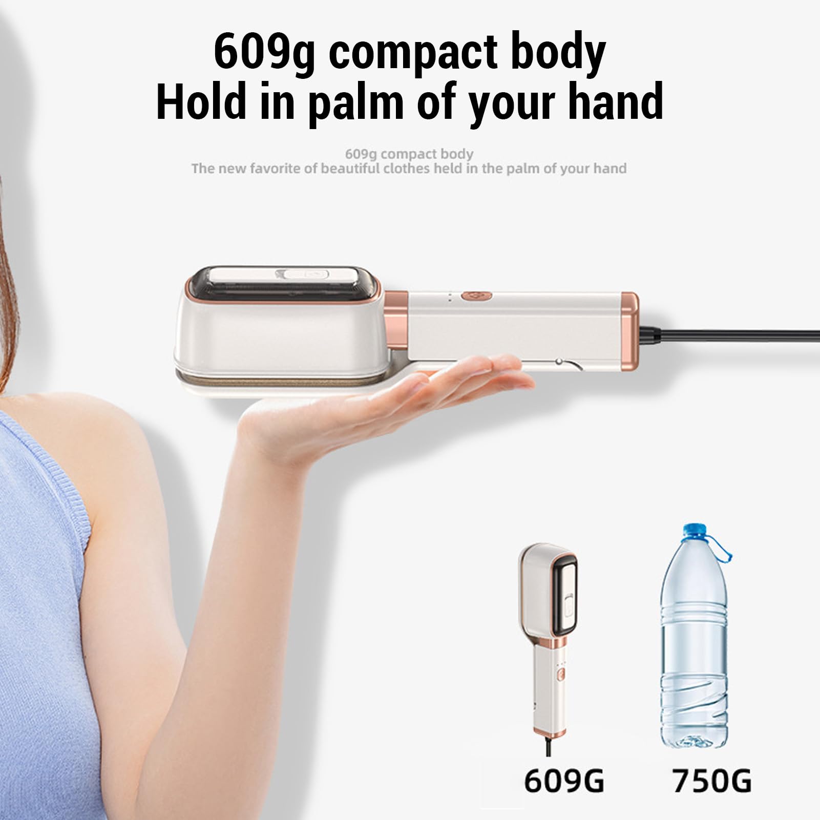 Travel Steamer for Clothes, 1000W Travel Steam Iron Wet Dry 2 Use Portable Steamer, 15S Fast Heat, Handheld Garment Steamer with 180° Flip Handle for Dress Shirt Home Travel (US Plug 110V)