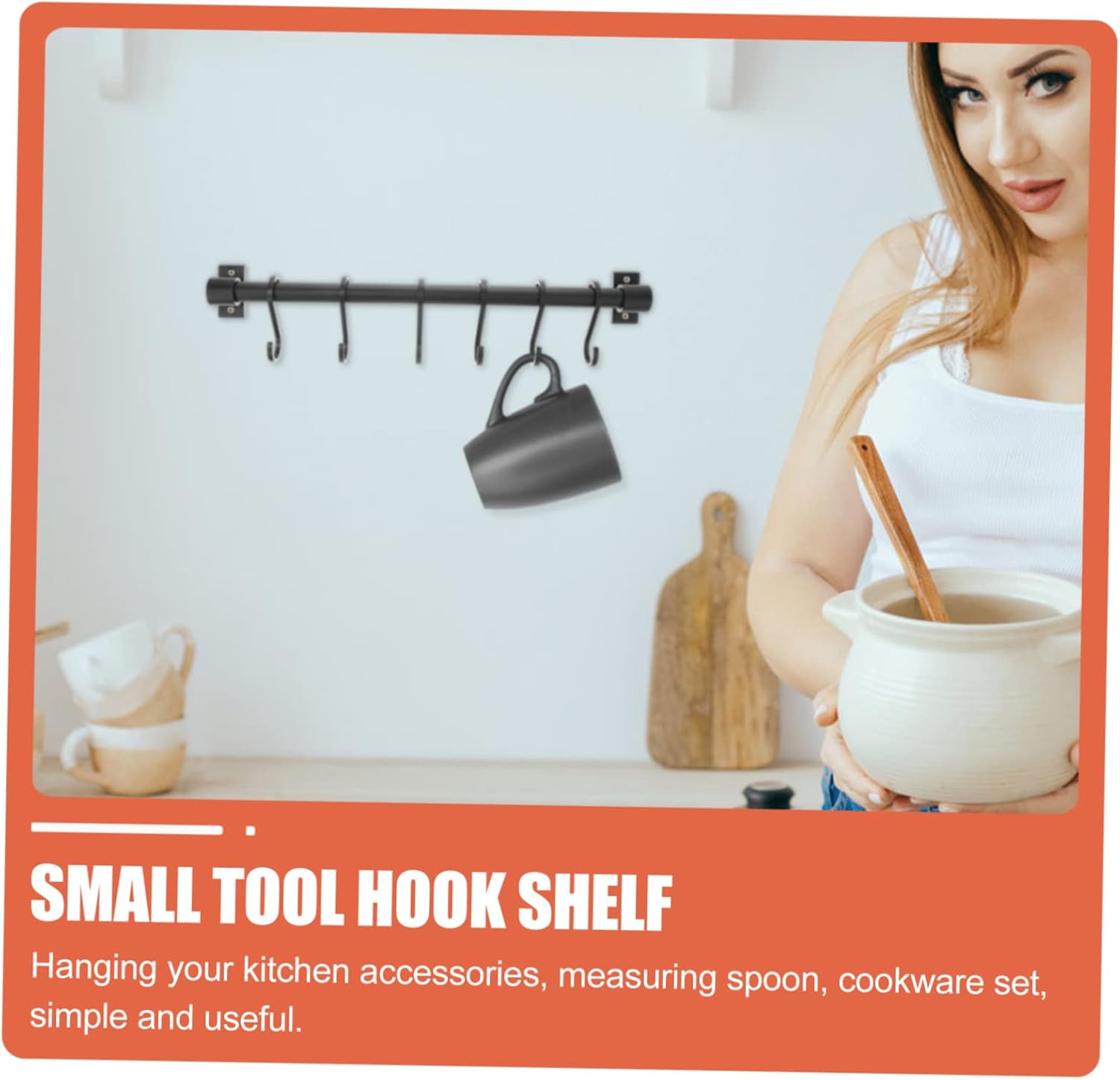 1pc Kitchen Utensil Hook -mounted Space Storage Shelf for Kitchen Utensils Spoons and Tools Easy Installation Modern Design Hooks