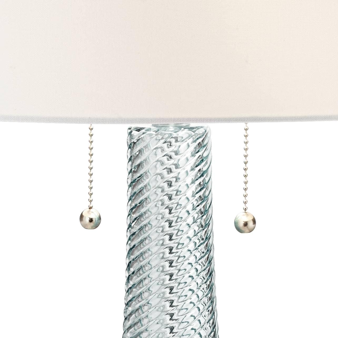 Possini Euro Design Miriam Modern 3-Way Table Lamp 28 1/2" Tall with Table Top Dimmer Aqua Blue Swirl Fluted Glass White Drum Shade for Bedroom Living Room House Home Bedside Nightstand