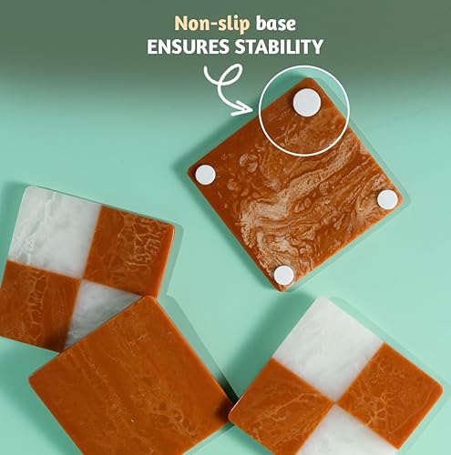 Miniatura 6 de Folkulture Juego de 4 posavasos bohemios (4 pulgadas) para mesa de café, posavasos hechos a mano para bebidas, bonitos posavasos impermeables para